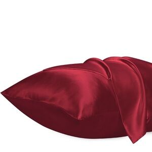 Set of 2 Satin Pillowcases for Hair and Skin,with Envelop Closure King, Burgundy